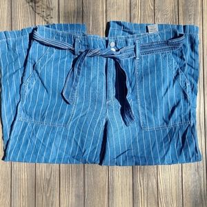 Seven7 Wide Leg Pants Blue Striped